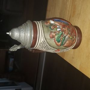 German Bier Stein Pewter Lid Perfect 1/2 Liter Old